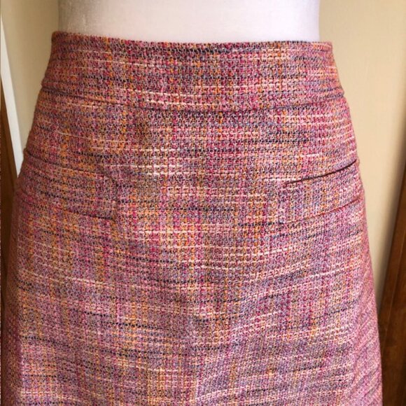 LOFT Pink Tweed A Line Petite Tailored Skirt 12P - Picture 4 of 15